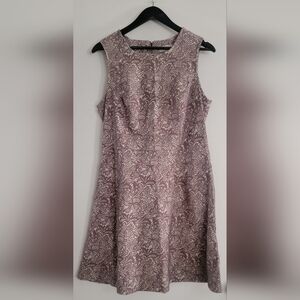 LOFT Taupe and Cream Patterned Dress